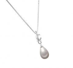 Mildred Blanc 10-11mm AAA-qualité perles d'eau douce 925/1000 Argent-pendentif en perles