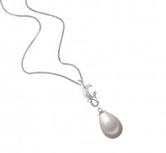 Mildred Blanc 10-11mm AAA-qualité perles d'eau douce 925/1000 Argent-pendentif en perles