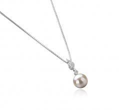 Miriah Blanc 8-9mm AAAA-qualité perles d'eau douce 925/1000 Argent-pendentif en perles