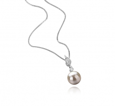 Miriah Blanc 8-9mm AAAA-qualité perles d'eau douce 925/1000 Argent-pendentif en perles