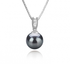 Nerea Noir 8-9mm AAAA-qualité perles d'eau douce 925/1000 Argent-pendentif en perles
