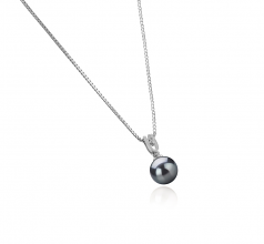 Nerea Noir 8-9mm AAAA-qualité perles d'eau douce 925/1000 Argent-pendentif en perles