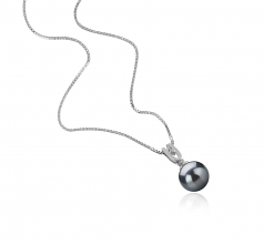 Nerea Noir 8-9mm AAAA-qualité perles d'eau douce 925/1000 Argent-pendentif en perles