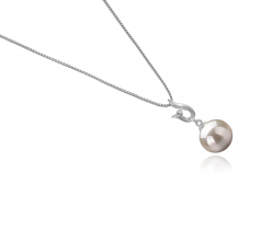 Samantha Blanc 9-10mm AAAA-qualité perles d'eau douce 925/1000 Argent-pendentif en perles