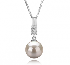 Thelma Blanc 9-10mm AAAA-qualité perles d'eau douce 925/1000 Argent-pendentif en perles