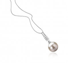 Thelma Blanc 9-10mm AAAA-qualité perles d'eau douce 925/1000 Argent-pendentif en perles