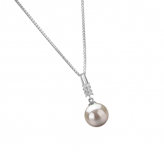 Thelma Blanc 9-10mm AAAA-qualité perles d'eau douce 925/1000 Argent-pendentif en perles