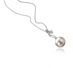 Winola Blanc 9-10mm AAAA-qualité perles d'eau douce 925/1000 Argent-pendentif en perles