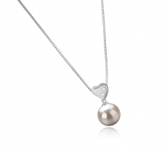 Taima Heart Blanc 9-10mm AAAA-qualité perles d'eau douce 925/1000 Argent-pendentif en perles