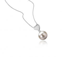 Taima Heart Blanc 9-10mm AAAA-qualité perles d'eau douce 925/1000 Argent-pendentif en perles
