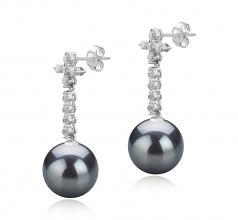 Raquel Noir 10-11mm AAA-qualité de Tahiti 925/1000 Argent-Boucles d'oreilles en perles