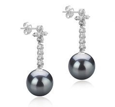 Raquel Noir 10-11mm AAA-qualité de Tahiti 925/1000 Argent-Boucles d'oreilles en perles