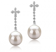 Raquel Blanc 10-11mm AAAA-qualité perles d'eau douce 925/1000 Argent-Boucles d'oreilles en perles
