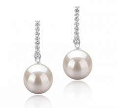 Verna Blanc 10-11mm AAAA-qualité perles d'eau douce 925/1000 Argent-Boucles d'oreilles en perles