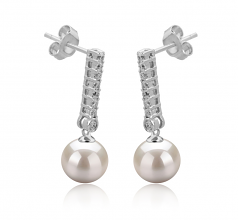 Verna Blanc 10-11mm AAAA-qualité perles d'eau douce 925/1000 Argent-Boucles d'oreilles en perles