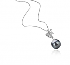 Braith Noir 9-10mm AAA-qualité de Tahiti 925/1000 Argent-pendentif en perles