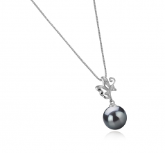 Braith Noir 9-10mm AAA-qualité de Tahiti 925/1000 Argent-pendentif en perles