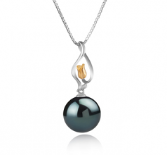 Caresse Noir 11-12mm AAA-qualité de Tahiti 925/1000 Argent-pendentif en perles