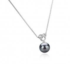 Adelina Noir 9-10mm AAA-qualité de Tahiti 925/1000 Argent-pendentif en perles