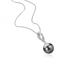 Shamara Noir 9-10mm AAA-qualité de Tahiti 925/1000 Argent-pendentif en perles