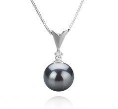 Ailani Noir 9-10mm AAA-qualité de Tahiti 925/1000 Argent-pendentif en perles