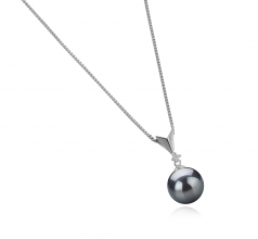 Ailani Noir 9-10mm AAA-qualité de Tahiti 925/1000 Argent-pendentif en perles