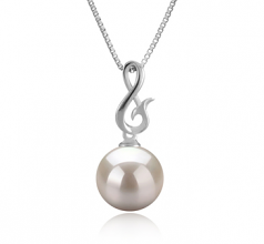 Valena Blanc 9-10mm AAAA-qualité perles d'eau douce 925/1000 Argent-pendentif en perles