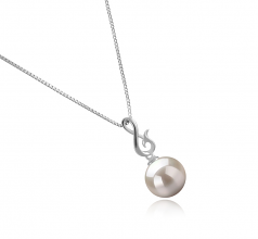 Valena Blanc 9-10mm AAAA-qualité perles d'eau douce 925/1000 Argent-pendentif en perles