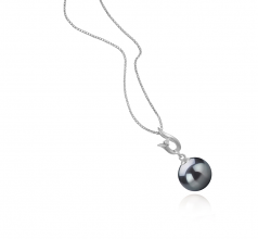 Samantha Noir 9-10mm AAA-qualité de Tahiti 925/1000 Argent-pendentif en perles