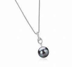 Sierra Noir 9-10mm AAA-qualité de Tahiti 925/1000 Argent-pendentif en perles