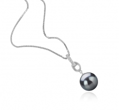 Sierra Noir 9-10mm AAA-qualité de Tahiti 925/1000 Argent-pendentif en perles