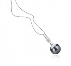 Thelma Noir 9-10mm AAA-qualité de Tahiti 925/1000 Argent-pendentif en perles