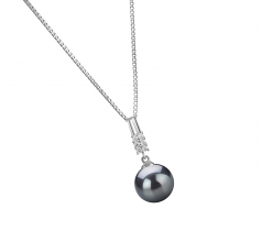 Thelma Noir 9-10mm AAA-qualité de Tahiti 925/1000 Argent-pendentif en perles