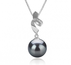 Winola Noir 9-10mm AAA-qualité de Tahiti 925/1000 Argent-pendentif en perles