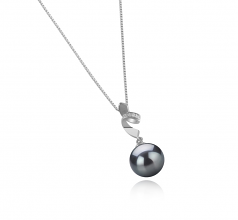 Winola Noir 9-10mm AAA-qualité de Tahiti 925/1000 Argent-pendentif en perles