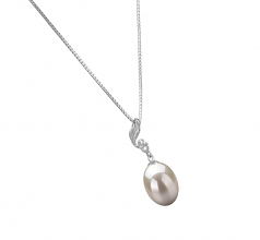 Deborah Blanc 10-11mm AAA-qualité perles d'eau douce 925/1000 Argent-pendentif en perles