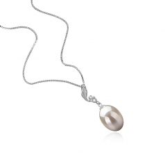 Deborah Blanc 10-11mm AAA-qualité perles d'eau douce 925/1000 Argent-pendentif en perles