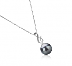 Valena Noir 9-10mm AAA-qualité de Tahiti 925/1000 Argent-pendentif en perles