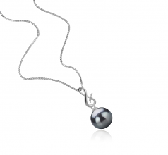 Valena Noir 9-10mm AAA-qualité de Tahiti 925/1000 Argent-pendentif en perles