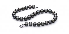 Noir 13-15.5mm AAA-qualité de Tahiti 585/1000 Or Blanc-Collier de perles