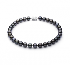 Noir 12-12.89mm AAA-qualité de Tahiti 585/1000 Or Blanc-Collier de perles