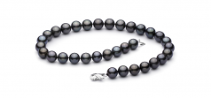 Noir 12-12.89mm AAA-qualité de Tahiti 585/1000 Or Blanc-Collier de perles