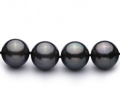 Noir 12-12.89mm AAA-qualité de Tahiti 585/1000 Or Blanc-Collier de perles