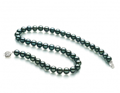 Noir 8-8.5mm AA-qualité Akoya du Japon 925/1000 Argent-Collier de perles