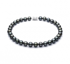 18'' Noir 12-12.93mm AAA-qualité de Tahiti 585/1000 Or Blanc-Collier de perles