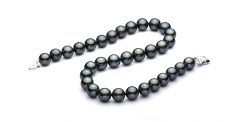 18'' Noir 12-12.93mm AAA-qualité de Tahiti 585/1000 Or Blanc-Collier de perles