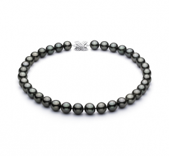 Noir 11.1-13.8mm AAA-qualité de Tahiti 585/1000 Or Blanc-Collier de perles