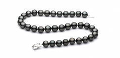 Noir 11.1-13.8mm AAA-qualité de Tahiti 585/1000 Or Blanc-Collier de perles