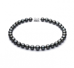 Noir 11-13.5mm AA+-qualité de Tahiti 585/1000 Or Blanc-Collier de perles