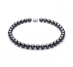 Noir 11.1-11.94mm AAA-qualité de Tahiti 585/1000 Or Blanc-Collier de perles